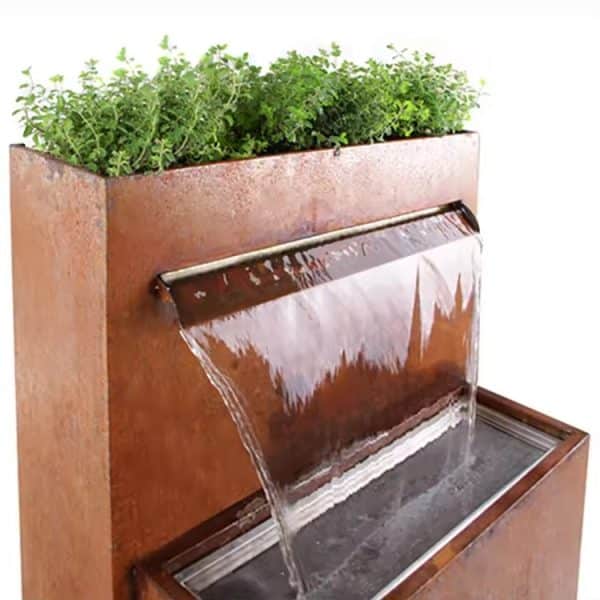 Vaso de aço corten para plantas e água (1)