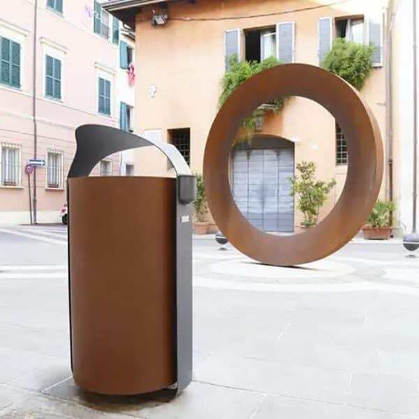 cubo de basura de acero corten 90lt
