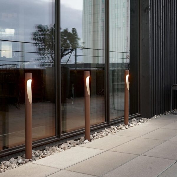 luzes de postes de iluminação exterior em aço corten