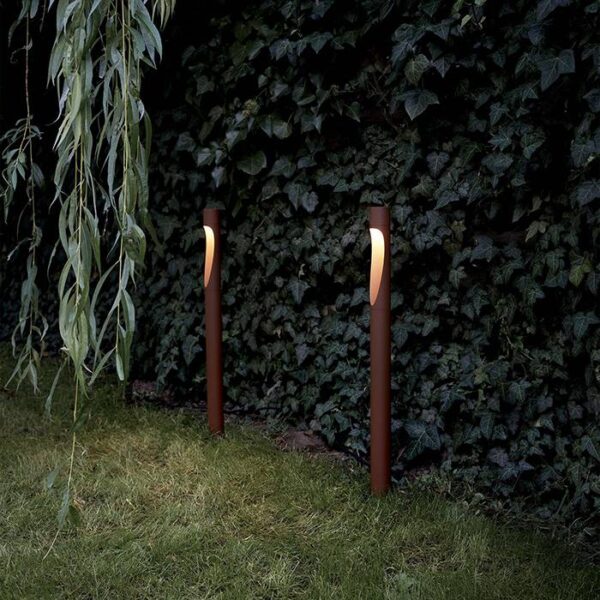 luzes de postes de iluminação exterior em aço corten