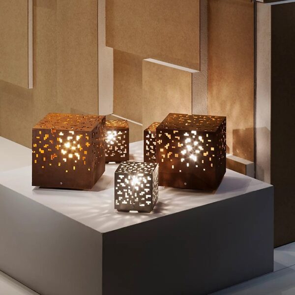 luzes de amarração quadradas modernas em aço corten