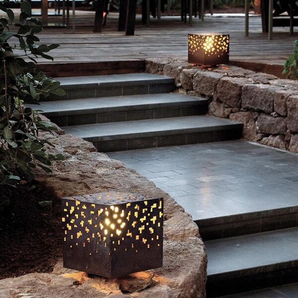 luzes de amarração quadradas modernas em aço corten