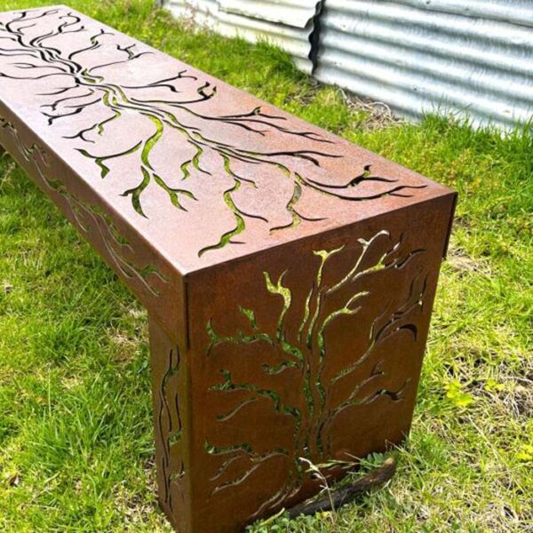 bänkstol i cortenstål för utomhusbruk med Branch Design