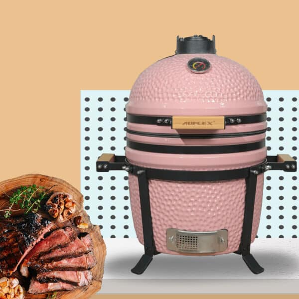 parrilla de carbón de cerámica portátil de sobremesa color rosa