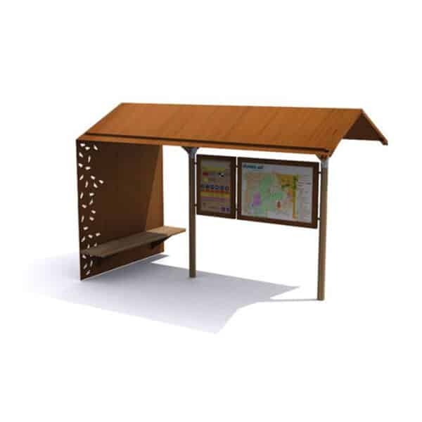 Pequeña marquesina de acero corten para estación de autobuses