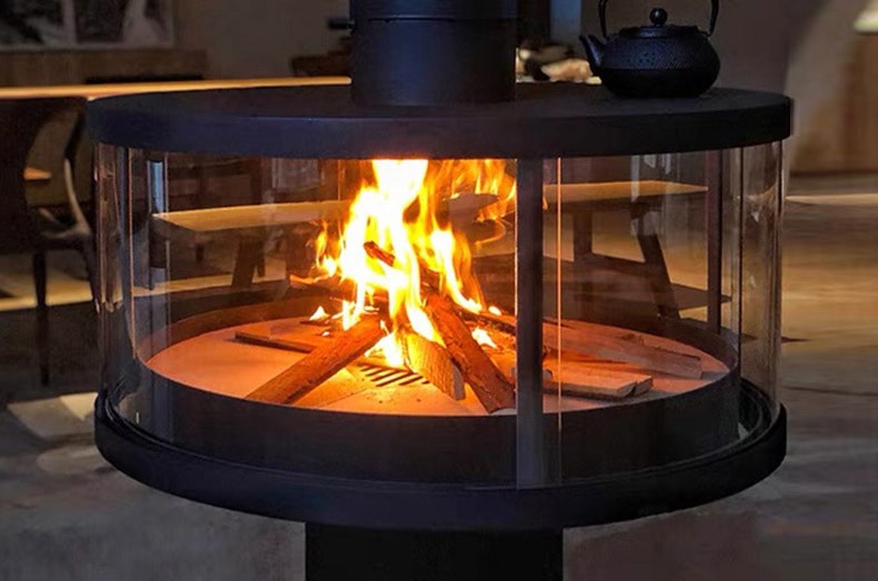Cheminée intérieure moderne à bois