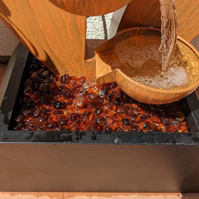 Corten steel tiered waterfall fountain