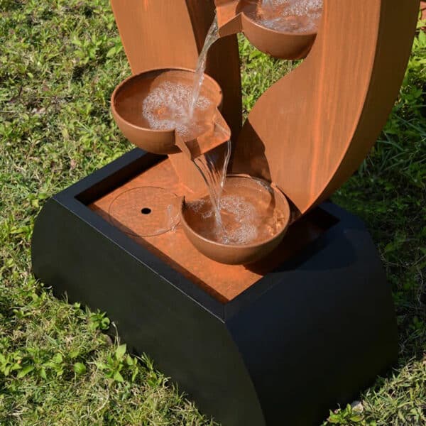Corten steel tiered waterfall fountain