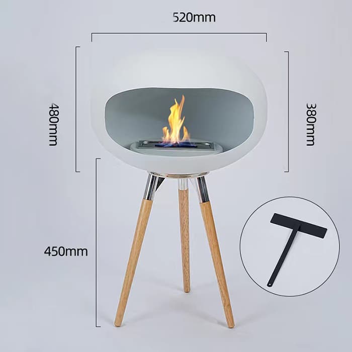 White Freestanding Ethanol Fireplace