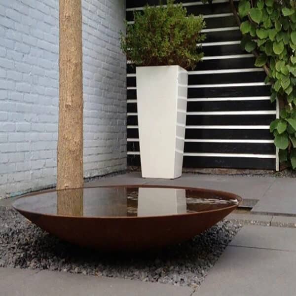 garden corten steel water bowl feature
