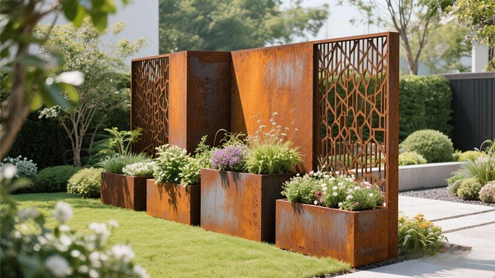 Custom_Corten_Steel_Planters_with_Screen_Fence_Supplier (1)