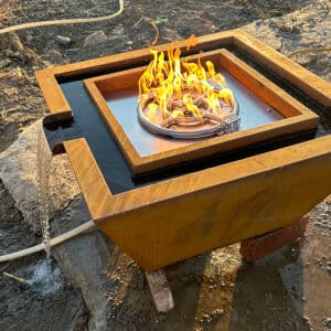 Pool Fire Bowls with Water Feature